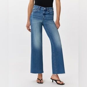 Quince Bella Stretch Wide Leg Jeans - Twilight Blue Fray
